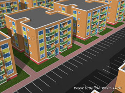 Rectangular block, 2 and 3 bedroom apartments