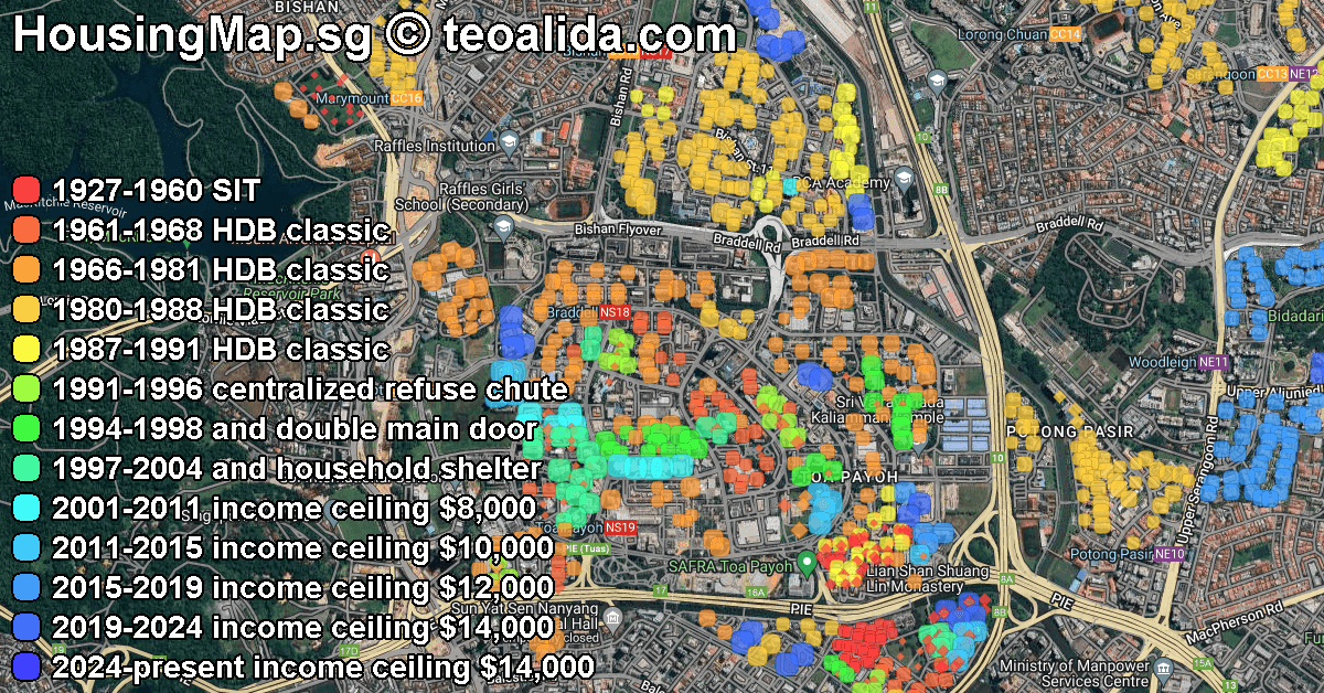 Map of Singapore HDB blocks